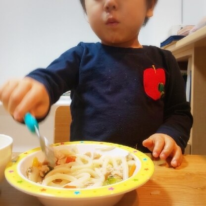 中華麺がなかったのでうどんで代用しました！3歳の息子も完食、夫も「あんが美味しい！」とあっという間にペロリ。お野菜いっぱい摂れるのでまたリピートします☺️